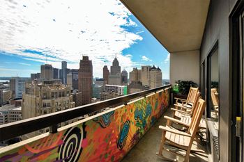 Panoramic views of downtown detroit, the detroit river, and comerica park*